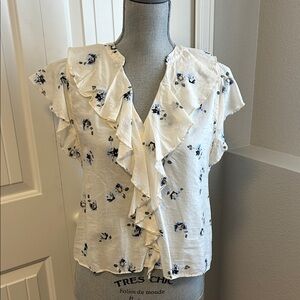 Floral Blouse Short Sleeve Top size small